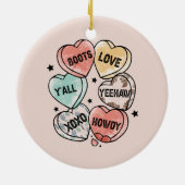 Cowboy Cowgirl Theme Hearts Keramisch Ornament (Achterkant)