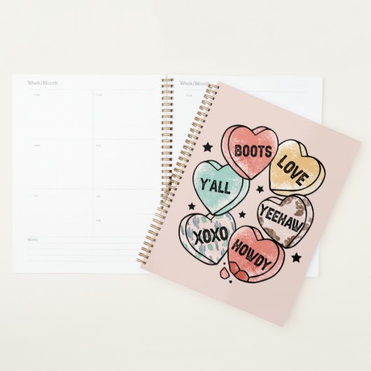Cowboy Cowgirl Theme Hearts Planner (Display)