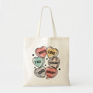 Cowboy Cowgirl Theme Hearts Tote Bag
