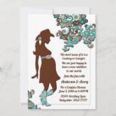 Cowboy Cowgirl Turquoise Brown Couples Baby shower Kaart (Voorkant)