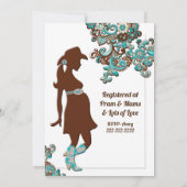 Cowboy Cowgirl Turquoise Brown Couples Baby shower Kaart (Achterkant)