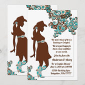 Cowboy Cowgirl Turquoise Brown Couples Baby shower Kaart (Voorkant / Achterkant)