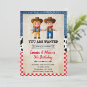 Cowboy cowgirl uitnodiging (Staand voorkant)