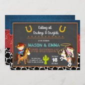 Cowboy cowgirl uitnodiging (Voorkant / Achterkant)