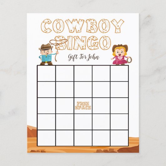 Cowboy & Cowgirl western baby shower bingo voor ki (Voorkant)