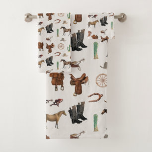 Cowboy Cowgirl Western Rodeo Country Pattern Bad Handdoek