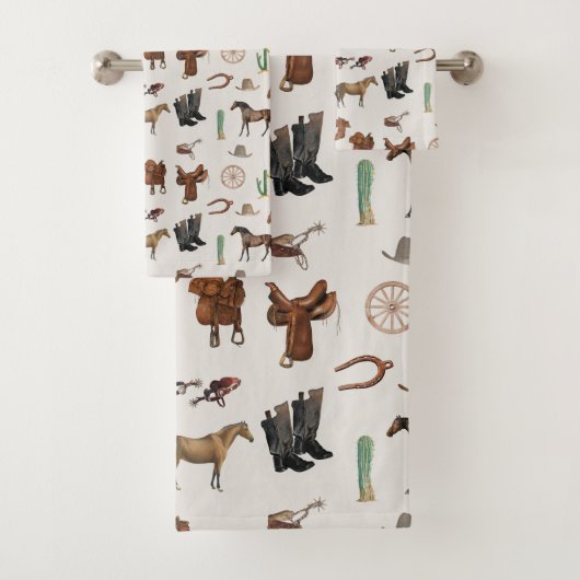 Cowboy Cowgirl Western Rodeo Country Pattern Bad Handdoek (Insitu)