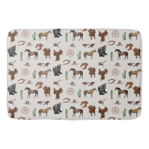 Cowboy Cowgirl Western Rodeo Country Pattern Badmat