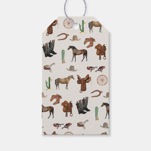 Cowboy Cowgirl Western Rodeo Country Pattern Cadeaulabel (Voorkant)