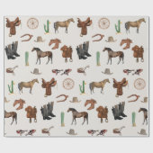 Cowboy Cowgirl Western Rodeo Country Pattern Cadeaupapier (Vlak)