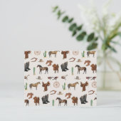 Cowboy Cowgirl Western Rodeo Country Pattern Feestdagenkaart (Staand voorkant)