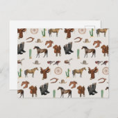 Cowboy Cowgirl Western Rodeo Country Pattern Feestdagenkaart (Voorkant / Achterkant)