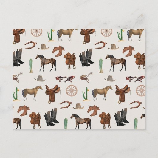 Cowboy Cowgirl Western Rodeo Country Pattern Feestdagenkaart (Voorkant)