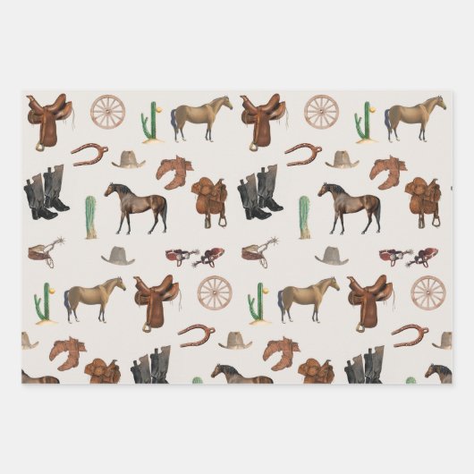 Cowboy Cowgirl Western Rodeo Country Pattern Inpakpapier Vel (Voorkant)
