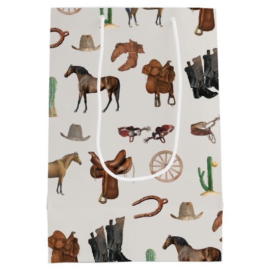 Cowboy Cowgirl Western Rodeo Country Pattern Medium Cadeauzakje (Achterkant)