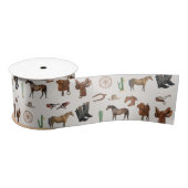 Cowboy Cowgirl Western Rodeo Country Pattern Satijnen Lint (Spoel)