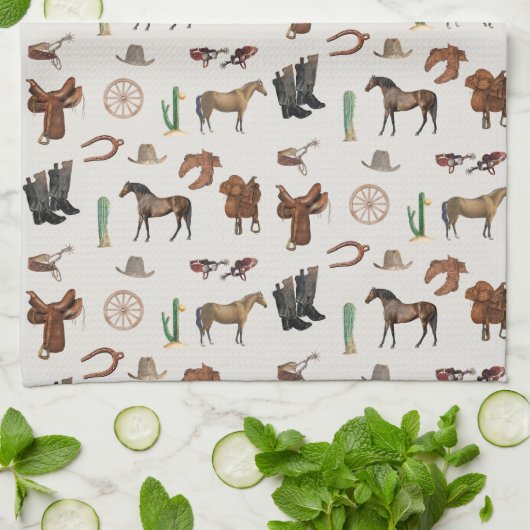 Cowboy Cowgirl Western Rodeo Country Pattern Theedoek (Gevouwen)