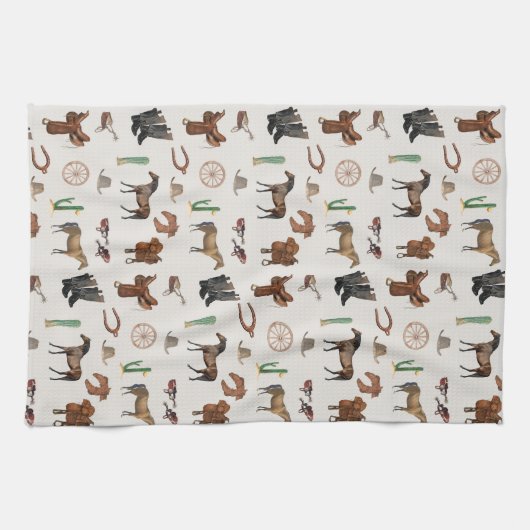 Cowboy Cowgirl Western Rodeo Country Pattern Theedoek (Horizontaal)