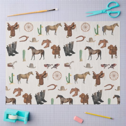 Cowboy Cowgirl Western Rodeo Country Pattern Tissuepapier (Craft)