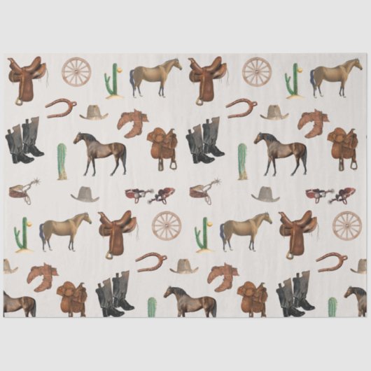 Cowboy Cowgirl Western Rodeo Country Pattern Tissuepapier (Voorkant)