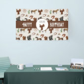 Cowboy Cowgirl Western Rodeo Country Verjaardag Spandoek (Beurs)