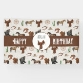 Cowboy Cowgirl Western Rodeo Country Verjaardag Spandoek (Horizontaal)