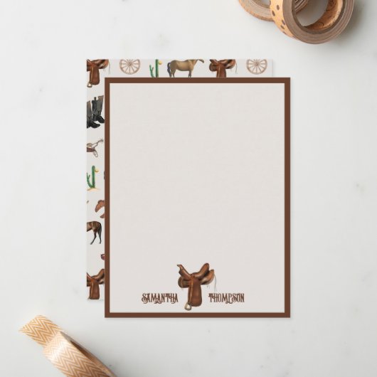 Cowboy Cowgirl Western Rodeo Land Naam Notitiekaartje (Voorkant / Achterkant in situ)