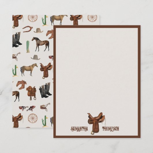 Cowboy Cowgirl Western Rodeo Land Naam Notitiekaartje (Voorkant / Achterkant)