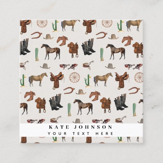 Cowboy Cowgirl Western Rodeo Land QR Code Vierkante Visitekaartje (Voorkant)