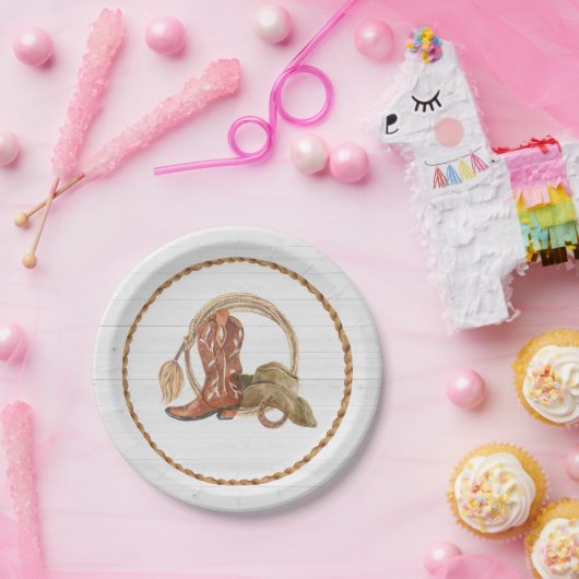 Cowboy Cowgirl Western Rodeo Verjaardag Papieren Bordje (Feest)