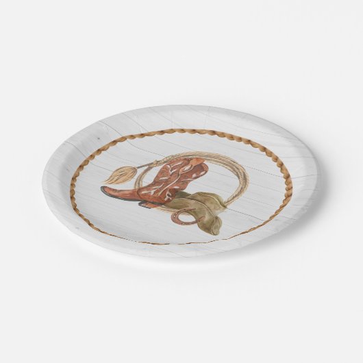 Cowboy Cowgirl Western Rodeo Verjaardag Papieren Bordje (Gekanteld)