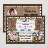 Cowboy & Cowgirl Westerne verjaardagsfeestuitnodig Kaart (Voorkant / Achterkant)