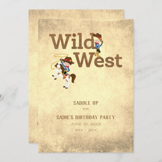 Cowboy Cowgirl Wild West aangepaste verjaardagsfee Kaart (Voorkant / Achterkant)