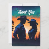 Cowboy & Cowgirl Zonsondergang Bedankkaart (Voorkant)