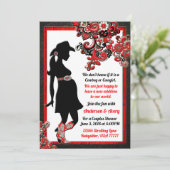 Cowboy Cowgirl Zwart Lederen Rood Wit Paar Kaart (Staand voorkant)