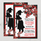 Cowboy Cowgirl Zwart Lederen Rood Wit Paar Kaart (Voorkant / Achterkant)