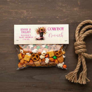 Cowboy Crunch Farm Baby Shower Favor Voedsel Label
