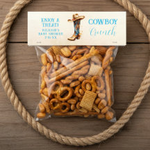 Cowboy Crunch Farm Blauwe Baby Shower Favor Voedse