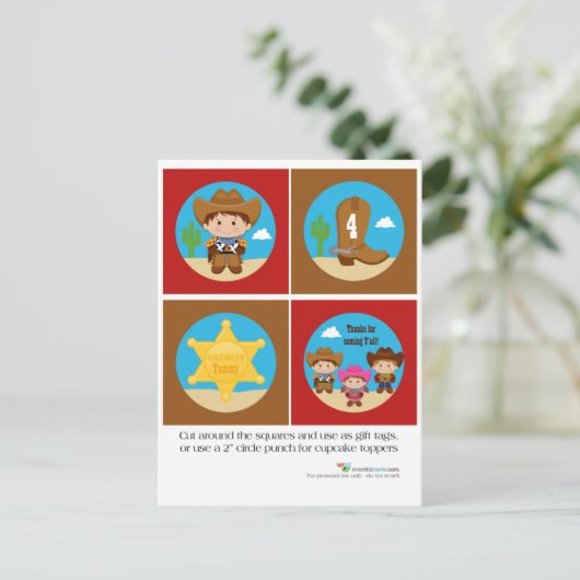 Cowboy Cupcake Toppers Briefkaart (Staand voorkant)