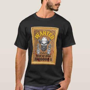 Cowboy Cut Gezochte Mannen Western ontwerp schedel T-shirt
