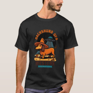 Cowboy Dachshund UFO Grappige Westerse Buitenaards T-shirt