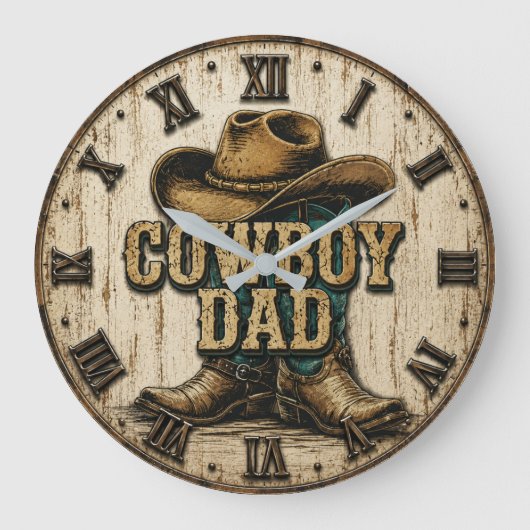 Cowboy Dad Western Rustic Ranch Grote Klok (Voorkant)