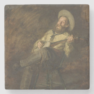 Cowboy De Banjo spelen en Bluegrass zingen Stenen Onderzetter