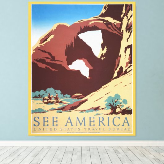 Cowboy Desert  Westerne paarden Canvas Afdruk (Insitu (Houten vloer))