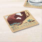 Cowboy Desert  Westerne paarden Kartonnen Onderzetters (Schuin)