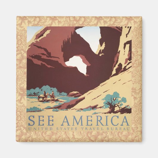 Cowboy Desert  Westerne paarden Magneet (Voorkant)