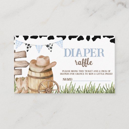 Cowboy Diaper Raffle Insert Informatiekaartje (Voorkant)