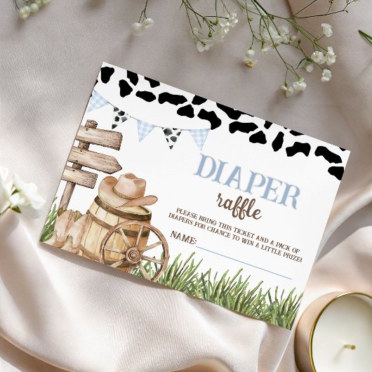 Cowboy Diaper Raffle Insert Informatiekaartje