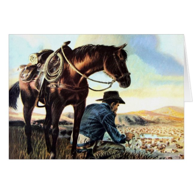 Cowboy die de Rosary bidt (Voorkant Horizontaal)