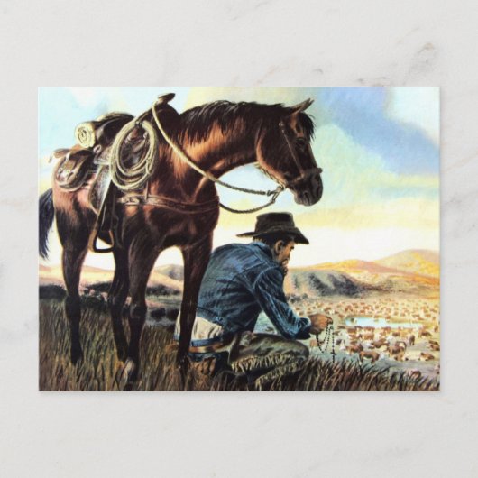 Cowboy die de Rosary bidt Briefkaart (Voorkant)